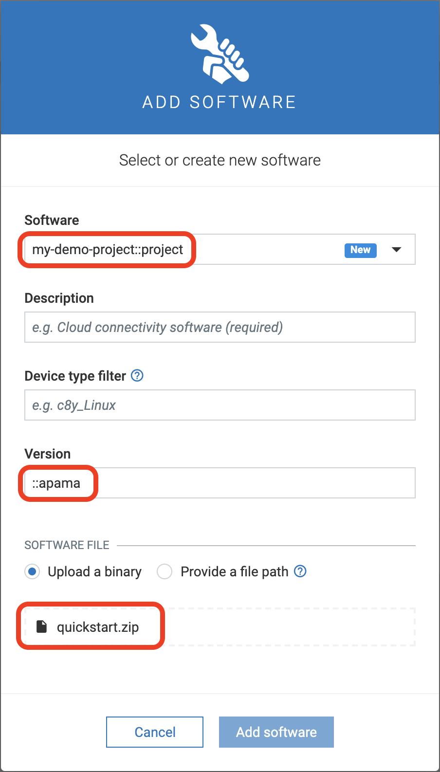 Add new apama project in Software Repository