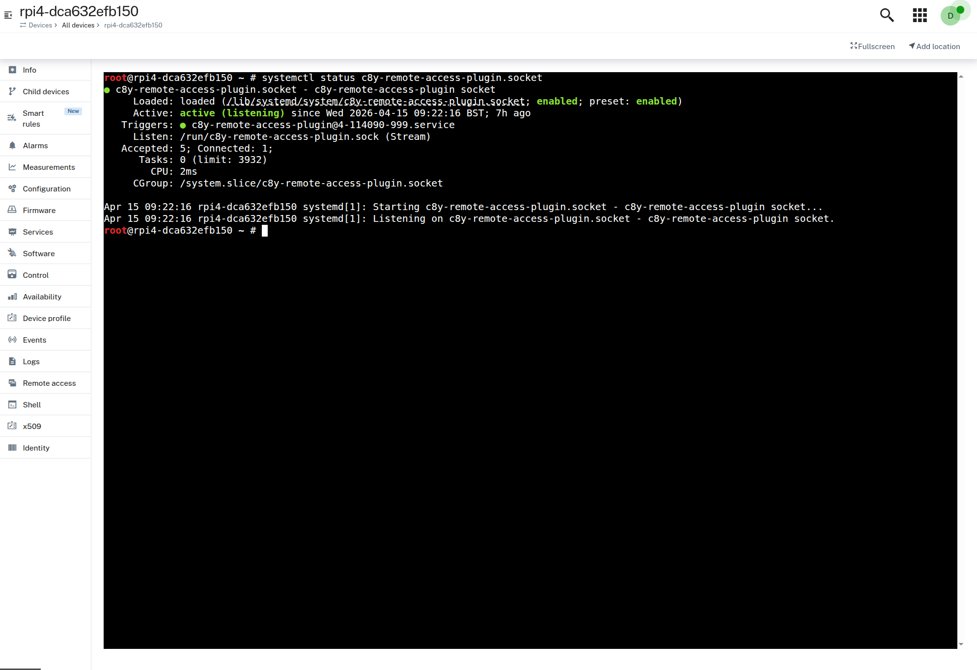 Checking remote access service socket
