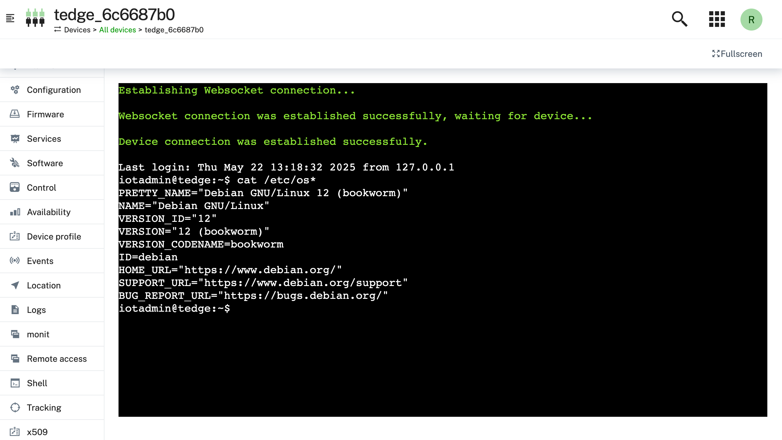 Cumulocity remote access websocket