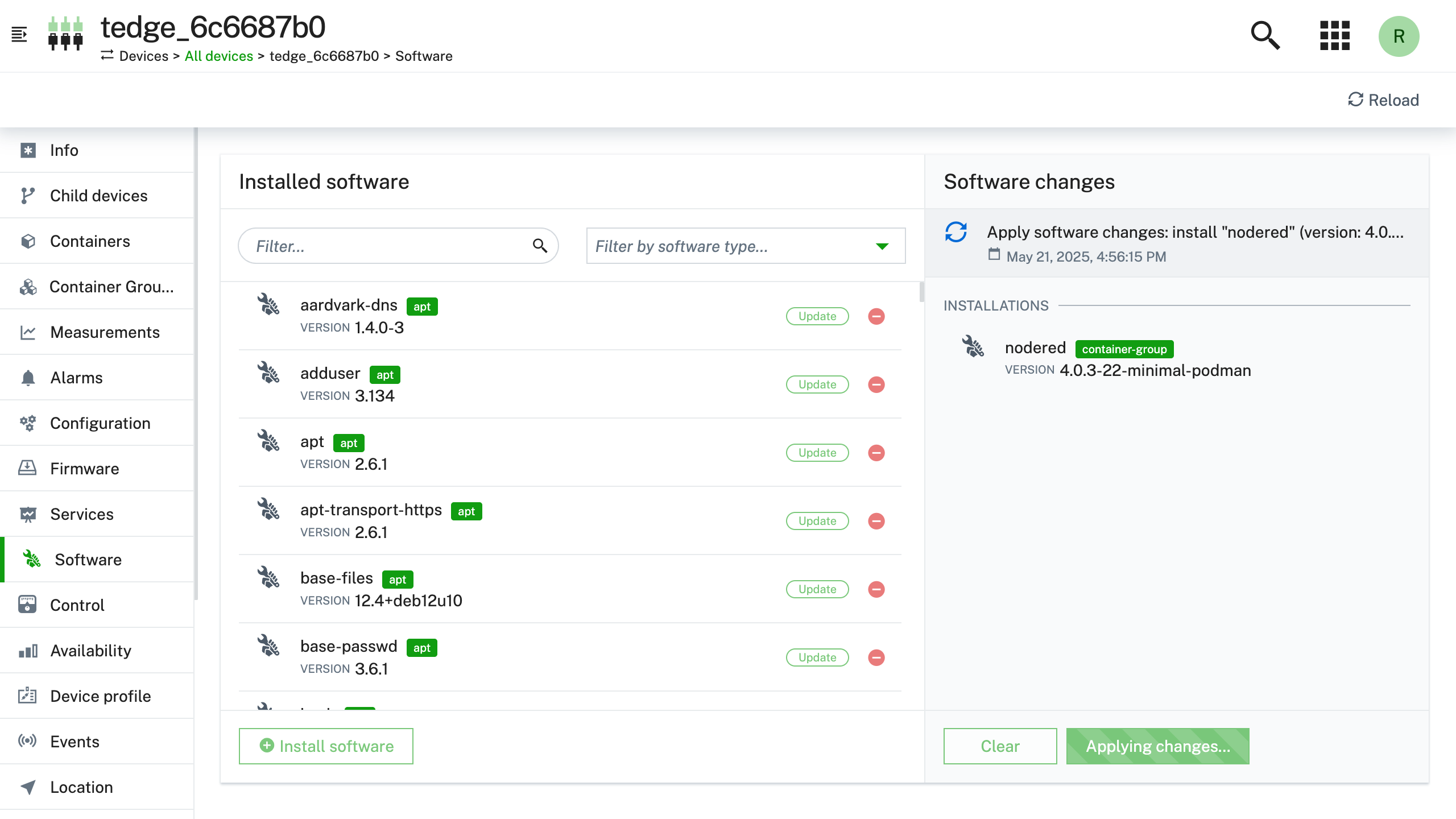 Apply software changes