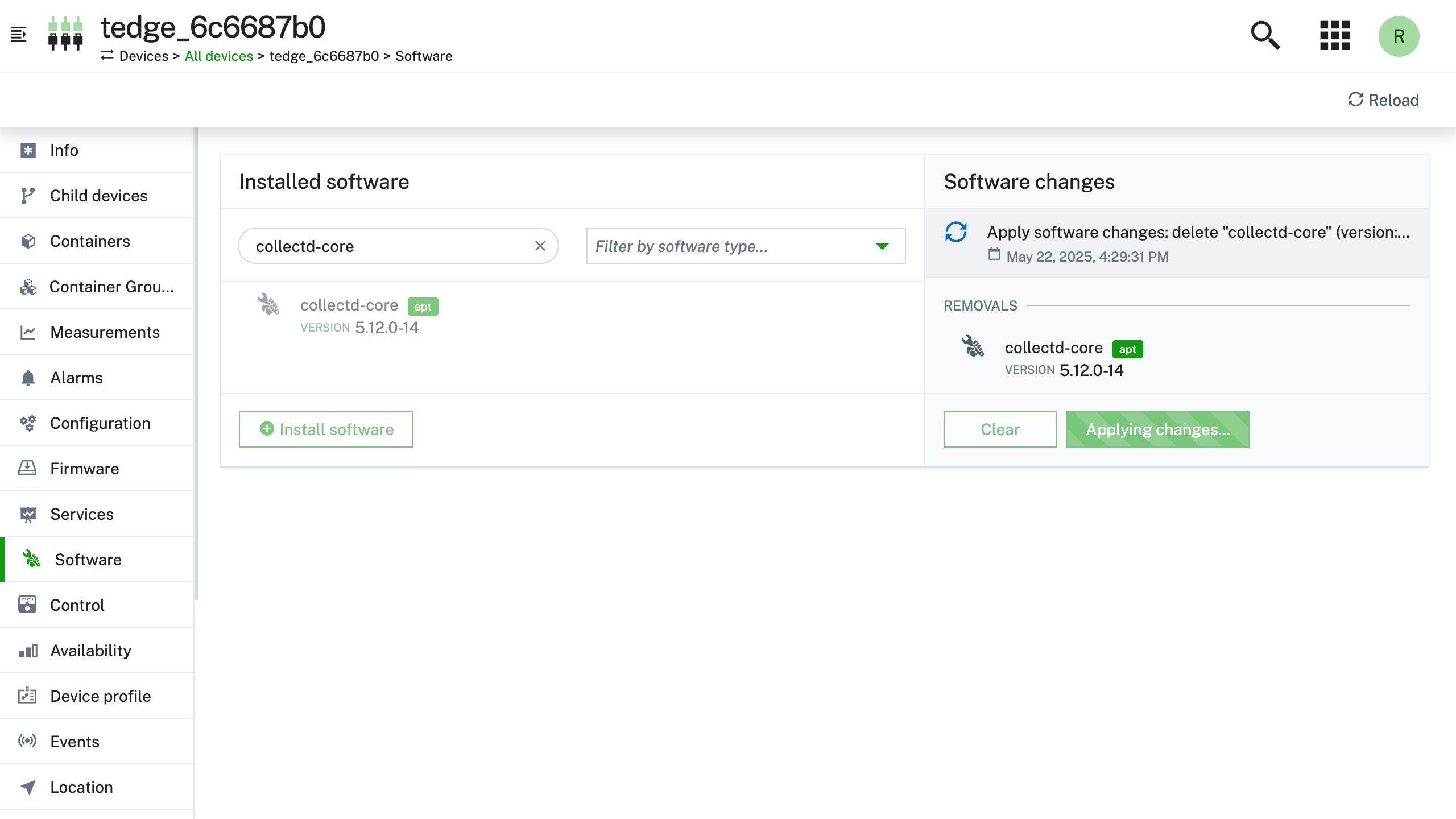 Apply software changes