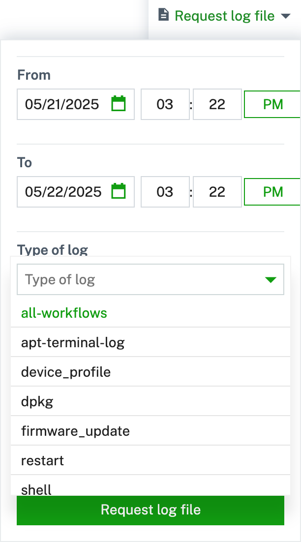 Log request dropdown